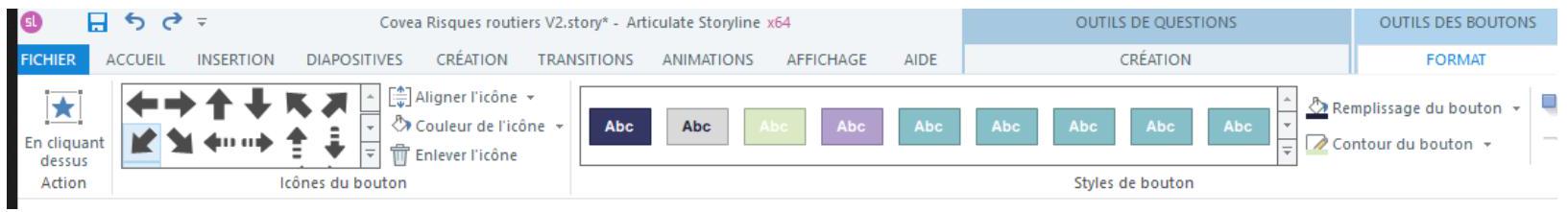 Panneau Format pour personnaliser les boutons Storyline